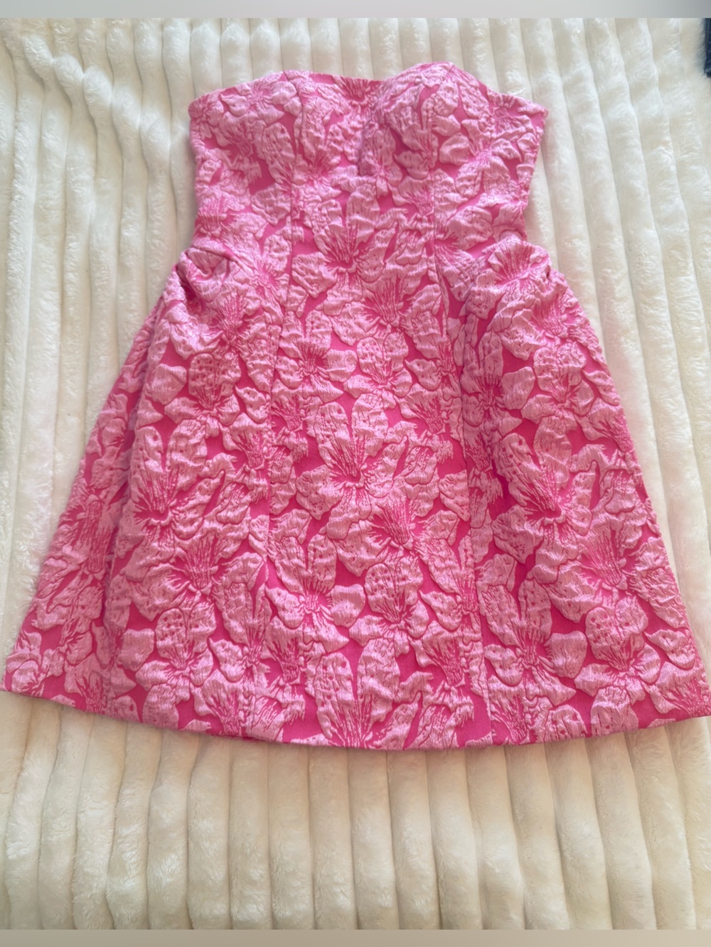 Pink Floral Textured A-Line Skirt